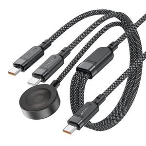Acefast C6-11 USB-C 3 az 1-ben kábel - 2x USB-C / Qi 480Mb/s 100W 1,2m - fekete