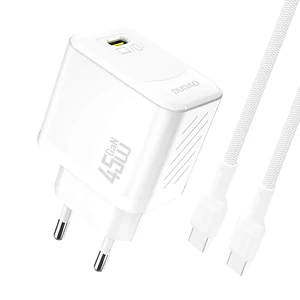 Dudao A28C 45W GaN Nástenná Nabíjačka + USB-C Kábel - Biela