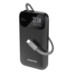 Dudao K31 10000 mAh 22.5W PD Powerbank s vstavaným káblom - Čierna