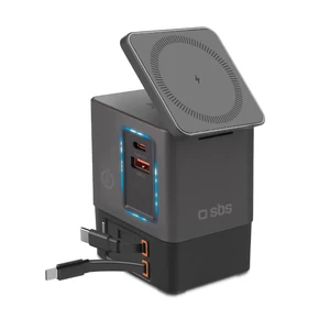 SBS Power Dock 6-in-1 with MagSafe, Stand, and USB-C Cables 65W – Black