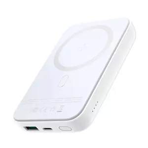Joyroom power bank 10000mAh, 20W, Power Delivery, Quick Charge, Magnetic Wireless Qi Charger 15W MagSafe compatible for iPhone, white (JR-W020-white) - Without factory packaging