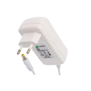 Napájací zdroj POS POSB12250A-WH, pulzný 12V/2,5A/30W, horizontálny adaptér, AC:CEE7/16. Napätie: DC: 2,1/5,5 (+)