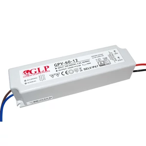 GLP GPV-60-12, napájací zdroj GLP série GPV 12V/5A, CV, bez PFC, plastové puzdro IP67