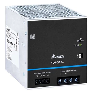 Napájací zdroj DELTA DRF-24V960W3GBA, montáž na DIN lištu Delta 24V/40A, FORCE-GT, vysoká účinnosť, vysoká hustota výkonu, 3-fázový vstup