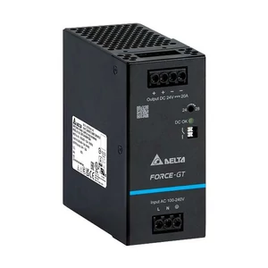 Napájací zdroj DELTA DRF-48V480W1GBA, montáž na DIN lištu Delta 48V/10A, FORCE-GT, vysoká účinnosť, vysoká hustota výkonu