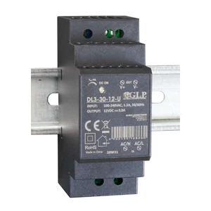 GLP DL3-30-12-U, GLP: 12V/3A/36W DIN rail mount power supply plastic housing, Uin = 90-264VAC