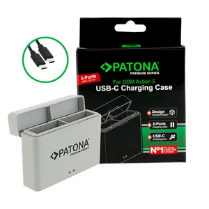 PATONA Premium Dual Charger charging box for DJI Osmo Action 3 4 and 5 incl. USB-C cable