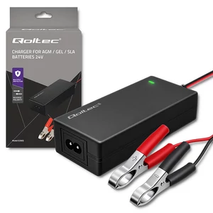 Qoltec Automatická nabíjačka pre AGM GEL STD batérie | 24V nabíjačka | 2A | 48W | LED | 1.8m kábel