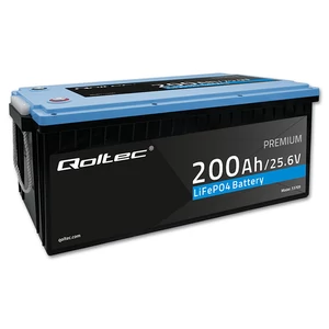 Qoltec 24V LiFePO4 lítium-vas-foszfát akkumulátor | 25.6V | 200Ah | 5120Wh | BMS