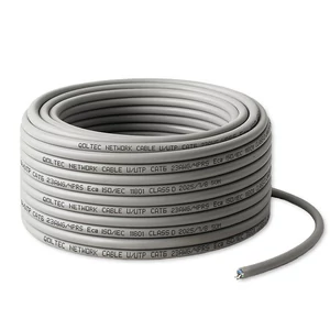Qoltec UTP Patchcord kábel | Meď Cu | CAT6 | Vysoká rýchlosť 1Gb/s | LAN | 50m | Sivá