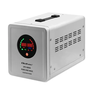 Qoltec Uninterruptible power supply Pure Sine Wave UPS | 500VA | 350W | constant phase | Grey