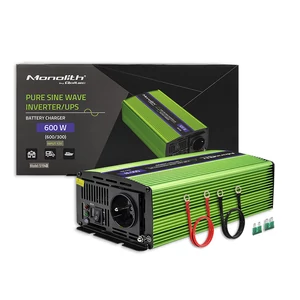 Qoltec Pure Sine Wave Inverter Monolit | Incarcator baterie | UPS | 300W | 600W | 12V - 230V