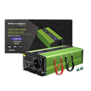 Qoltec Pure Sine Wave Inverter Monolit | Incarcator baterie | UPS | 600W | 1200W | 12V - 230V