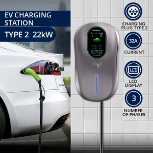 Qoltec EV nabíjacia stanica 2-v-1 Typ2 | 22kW | Wi-fi| LCD | RFID | 3 fázy | Wallbox | 5m