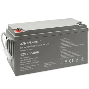 Baterie Qoltec AGM | 12V | 150Ah | 40,1 kg | Fără întreținere | PV, UPS, RV, barca, încălzitor