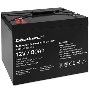 Qoltec AGM akkumulátor | 12V | 80Ah | 23.5kg  | max 700A