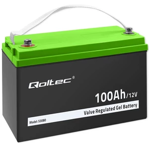 Qoltec Gél akkumulátor | 12V | 100Ah | 29,3 kg | Karbantartásmentes | PV, UPS, lakóautó, csónak