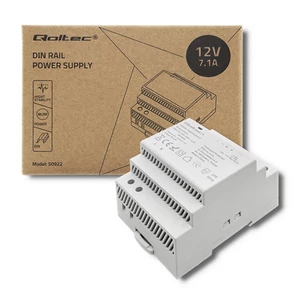 Napájací zdroj Qoltec na DIN lištu | 85,2 W | 12 V | 7,1 A | Sivý