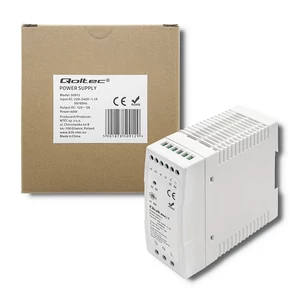 Napájací zdroj Qoltec na DIN lištu | 60W | 12V | 5A | Biely | Tenký