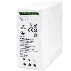Stabilný zdroj Qoltec na montáž na DIN lištu s funkciou UPS | 60W