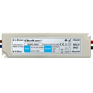 Qoltec LED ovládač IP67 36W | 12V | 3A | Vodotesný | Biely