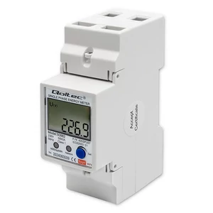 Jednofázový elektronický merač spotreby energie Qoltec na DIN lištu | 230 V | LCD | Wi-Fi