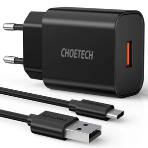 Choetech Q5003 18W QC 3.0 Gyorstöltő Hálózati fali töltő adapter + USB-C kábel