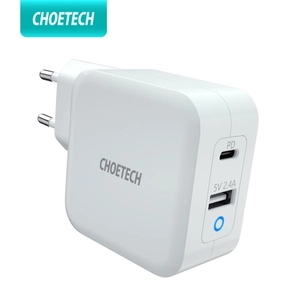 Choetech PD8002 Nagyteljesítményű 65W 2 portos USB + USB C PD 3.0 fali hálózati töltő (MacBook kompatibilis)
