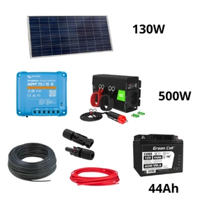 Victron Energy 130W solárny systémový balík s 500W Green Cell invertorom a 44Ah batériou