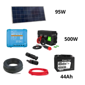 Pachet sistem solar Victron Energy de 95W cu invertor Green Cell de 500W și acumulator de 44Ah