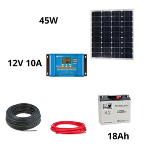 Victron Energy 130W Solar Panel System Package with 500W Green Cell Inverter and 44Ah Battery
