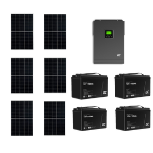 Szigetüzemű napelemes MPPT rendszer csomag / szett 48V DC 3000W AGM 100Ah Akkumulátor 4db 6x405W napelem