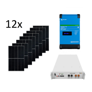 Szigetüzemű napelemes MPPT rendszer csomag / szett Victron Energy EASYSOLAR-II 48V 5000VA / 4000W PYTES E-BOX Energiatároló 12x405W napelem
