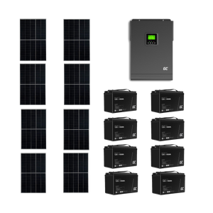 Szigetüzemű napelemes MPPT rendszer csomag / szett 48V DC 3000W AGM 100Ah Akkumulátor 8db 8x400W napelem