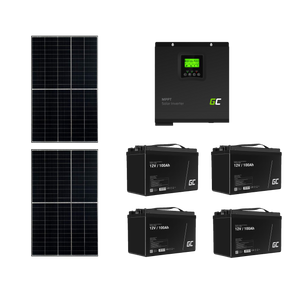 Szigetüzemű napelemes MPPT rendszer csomag / szett 24V DC 3000W AGM 100Ah Akkumulátor 4db 2x400W napelem