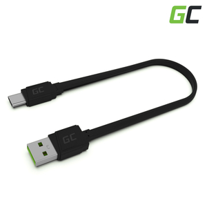 Green Cell GC matte USB-C Flat Adat és töltőkábel 25 cm hosszúság gyorstöltési funkció támogatással