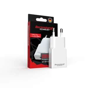 Berenstargh GaN PD20W Zseb Adapter fehér 1x USB-C PD3.0 QC3.0