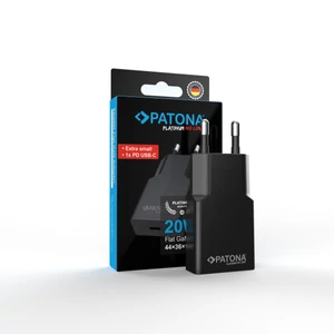 PATONA Platinum GaN PD20W Plochý Adaptér Čierny 1x USB-C PD3.0 QC3.0