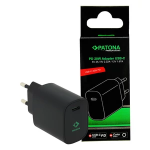 PATONA Premium PD20W Adaptér 5V/3A 9V/2,22A 12V/1,67A USB-C PD3.0 QC3.0 čierny