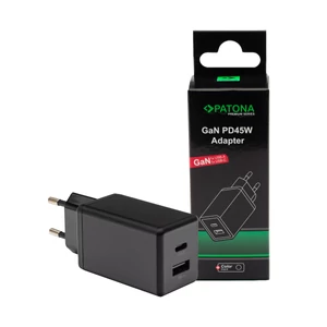 PATONA Premium GaN PD45W adaptér čierny 1xUSB-C 1xUSB-A PD3.0 QC3.0