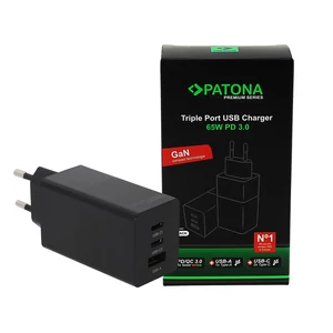 PATONA Premium GaN PD65W Adapter 2xUSB-C 1xUSB-A PD3.0 QC3.0