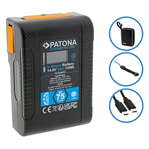 PATONA Platinum V-Mount batéria BP-75W PD65 74Wh USB-C USB-A 2xD-Tap DC-out vrátane pevného puzdra
