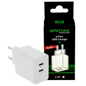  PATONA Premium GaN PD35W Adaptér biely 2xUSB-C PD3.0 QC3.0