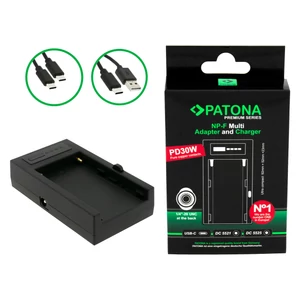 PATONA Premium Multi Adapter & töltő f. Sony NP-F Serie PD30W USB-C DC5521/DC5525 DC8V/12V 1/4 hüvelykes menettel