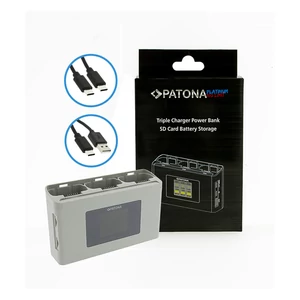 PATONA Platinum Triple Charger BC-JMI2B for DJI Mini 2 Mavic Mini with power bank and SD memory card storage 