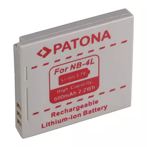 CANON NB-4L NB4L NB4L NB4L, Ixus 30,40,50,55,55,60,60,65,70,75,80 Baterie Li-Ion 600mAh / 3.7V / 2.2Wh - Patona
