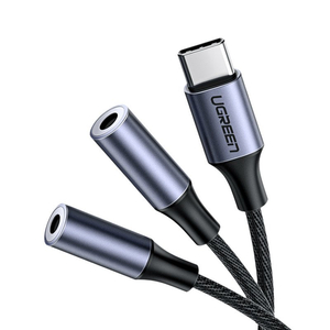 Ugreen USB Type C - 2x 3,5 mm mini jack adapter kábel elosztó 20 cm - Szürke (30732)