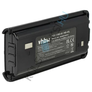 VHBW rádió csere akkumulátor Kenwood KNB-45, KNB-45L, KNB-45Li - 2000 mAh 7,4 V Li-Ion