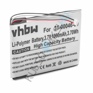 VHBW GPS csere akkumulátor Garmin 361-00046-00, 361-00046-07 - 1000 mAh, 3,7 V