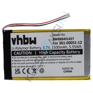 VHBW GPS csere akkumulátor Garmin EE39EF08B0E3, US503, 361-00051-02, 361-00051-12 - 1500 mAh, 3,7 V